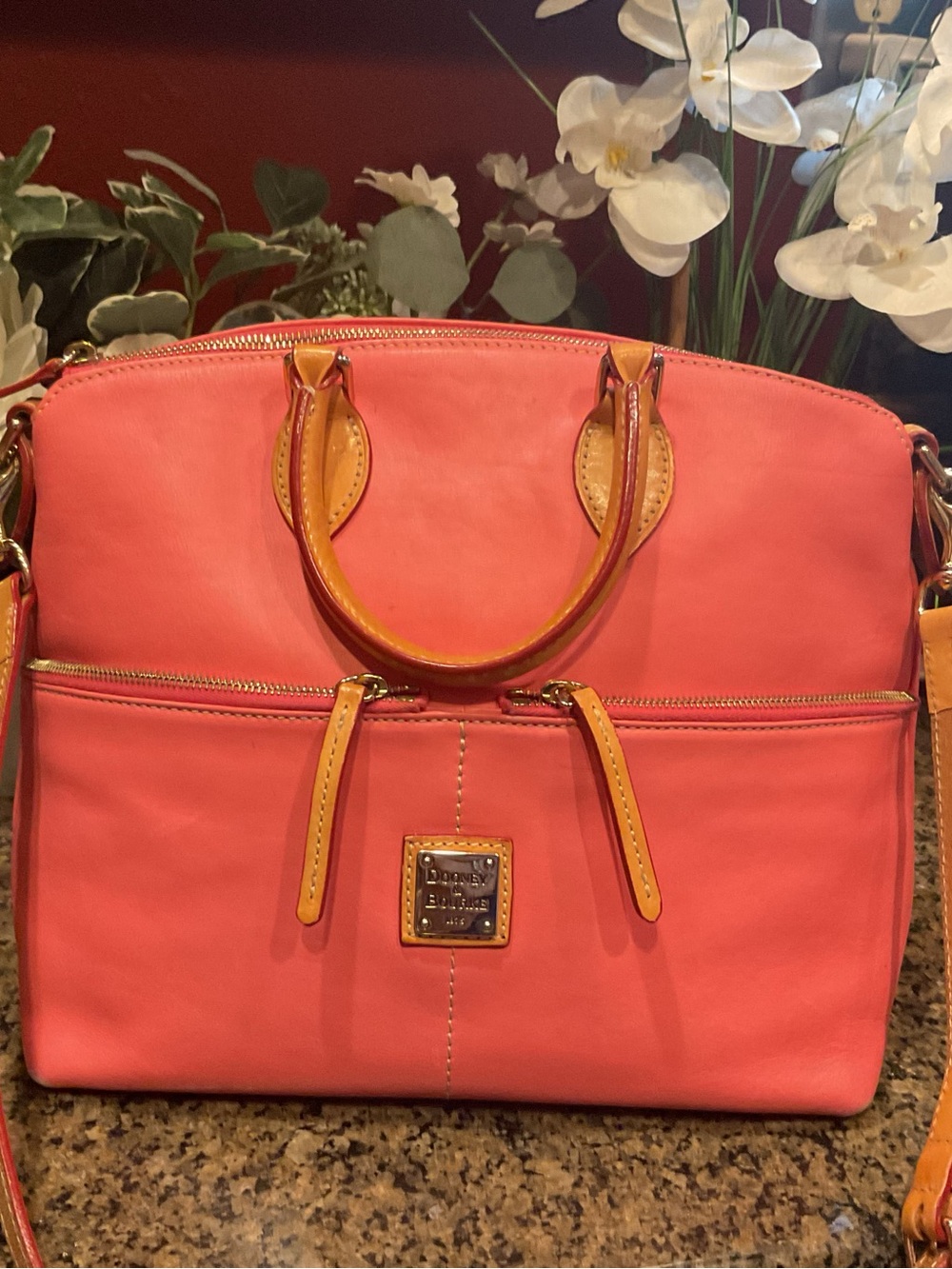 Dooney & Bourke Coral Satchel with Tan Trim